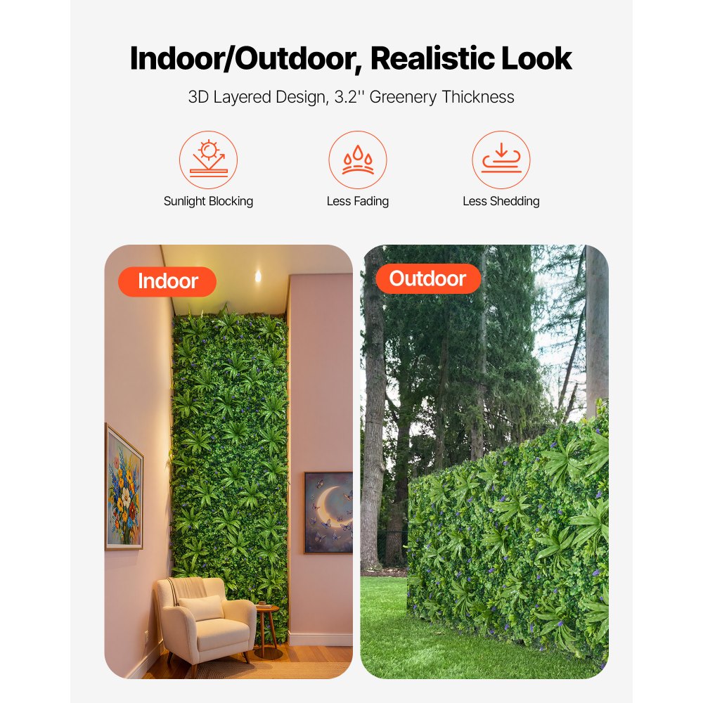 Τεχνητό τοίχο φυτών VEVOR, 101,6 x 304,8 cm Τεχνητά πάνελ πυξαριού, προστασία από τον ήλιο, φόντο πρασίνου, φράχτης προστασίας από τον ήλιο, ψεύτικο γρασίδι για γάμο, εσωτερικό, εξωτερικό κήπο, αυλή Τεχνητό τοίχο φυτών VEVOR, 101,6 x 304,8 cm Τεχνητά πάνελ πυξαριού, προστασία από τον ήλιο, φόντο πρασίνου, φράχτης προστασίας από τον ήλιο, ψεύτικο γρασίδι για γάμο, εσωτερικό, εξωτερικό κήπο, αυλή