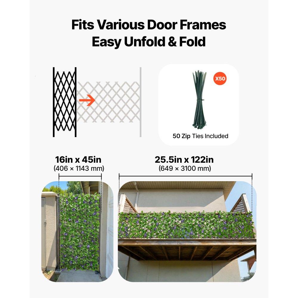 VEVOR Επεκτεινόμενη οθόνη απορρήτου φράχτη, 64,9 x 310 cm Επεκτεινόμενος τεχνητός τοίχος φυτών, ρεαλιστικό πάνελ τεχνητού κισσού με 50 φερμουάρ, διακοσμητικοί φράχτες φόντου με τεχνητό πράσινο για μπαλκόνι, βεράντα και εξωτερικό χώρο VEVOR Επεκτεινόμενη οθόνη απορρήτου φράχτη, 64,9 x 310 cm Επεκτεινόμενος τεχνητός τοίχος φυτών, ρεαλιστικό πάνελ τεχνητού κισσού με 50 φερμουάρ, διακοσμητικοί φράχτες φόντου με τεχνητό πράσινο για μπαλκόνι, βεράντα και εξωτερικό χώρο