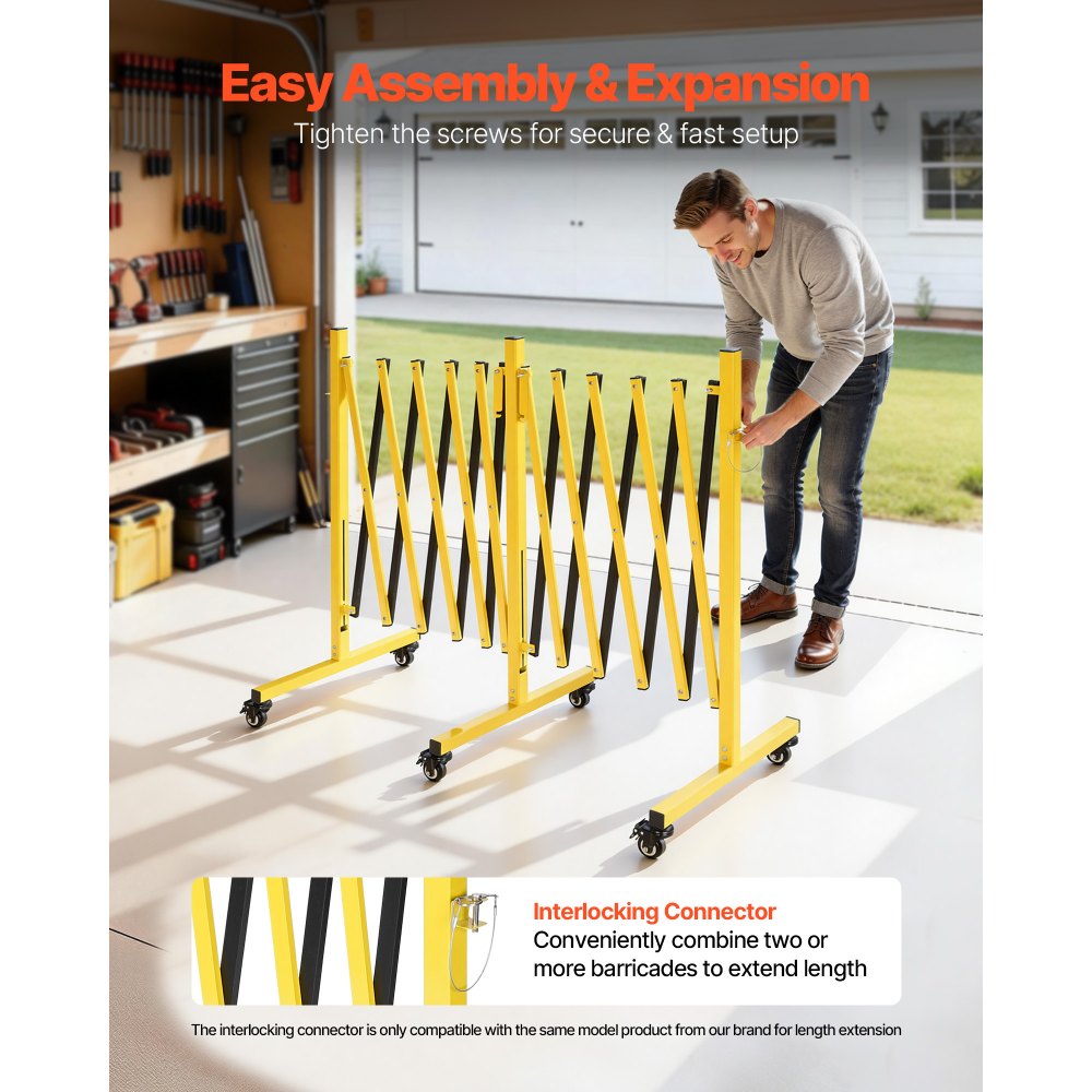 Διπλά επεκτάσιμα οδοφράγματα VEVOR, βιομηχανικά φράγματα ασφαλείας 5,46 μ., εύκαμπτο κινητό οδοφράγμα με τροχούς κλειδώματος, φορητή πτυσσόμενη πύλη ασφαλείας μεταλλική περίφραξη κυκλοφορίας για ανελκυστήρα αποθήκης δρόμου Διπλά επεκτάσιμα οδοφράγματα VEVOR, βιομηχανικά φράγματα ασφαλείας 5,46 μ., εύκαμπτο κινητό οδοφράγμα με τροχούς κλειδώματος, φορητή πτυσσόμενη πύλη ασφαλείας μεταλλική περίφραξη κυκλοφορίας για ανελκυστήρα αποθήκης δρόμου