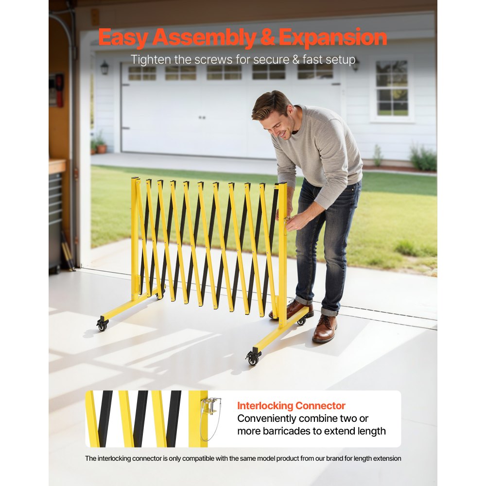 Βιομηχανικό επεκτάσιμο οδοφράγμα VEVOR, επεκτάσιμο φράγμα ασφαλείας 3,94 μ., εύκαμπτο κινητό οδοφράγμα με τροχούς κλειδώματος, φορητός πτυσσόμενος φράκτης ασφαλείας για ασανσέρ αποθήκης δρόμου Βιομηχανικό επεκτάσιμο οδοφράγμα VEVOR, επεκτάσιμο φράγμα ασφαλείας 3,94 μ., εύκαμπτο κινητό οδοφράγμα με τροχούς κλειδώματος, φορητός πτυσσόμενος φράκτης ασφαλείας για ασανσέρ αποθήκης δρόμου