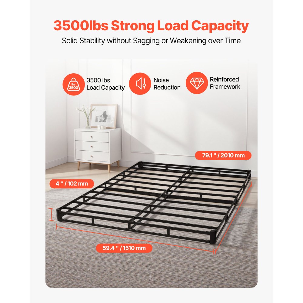 VEVOR Κουτί με ελατήρια, Σκελετός κρεβατιού Queen Size με πλενόμενο ύφασμα, Μεταλλικός σκελετός βαρέως τύπου για κρεβάτι Queen Size, Βάση στρώματος 102 mm, Μέγιστη χωρητικότητα βάρους 1587,57 kg, Εύκολη συναρμολόγηση, 2010 x 1510 x 102 mm VEVOR Κουτί με ελατήρια, Σκελετός κρεβατιού Queen Size με πλενόμενο ύφασμα, Μεταλλικός σκελετός βαρέως τύπου για κρεβάτι Queen Size, Βάση στρώματος 102 mm, Μέγιστη χωρητικότητα βάρους 1587,57 kg, Εύκολη συναρμολόγηση, 2010 x 1510 x 102 mm