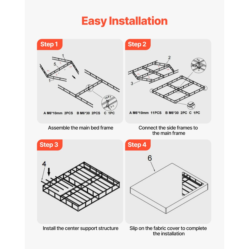 VEVOR Κουτί με ελατήρια, Σκελετός κρεβατιού Queen Size με πλενόμενο ύφασμα, Μεταλλικός σκελετός βαρέως τύπου για κρεβάτι Queen Size, Βάση στρώματος 102 mm, Μέγιστη χωρητικότητα βάρους 1587,57 kg, Εύκολη συναρμολόγηση, 2010 x 1510 x 102 mm VEVOR Κουτί με ελατήρια, Σκελετός κρεβατιού Queen Size με πλενόμενο ύφασμα, Μεταλλικός σκελετός βαρέως τύπου για κρεβάτι Queen Size, Βάση στρώματος 102 mm, Μέγιστη χωρητικότητα βάρους 1587,57 kg, Εύκολη συναρμολόγηση, 2010 x 1510 x 102 mm