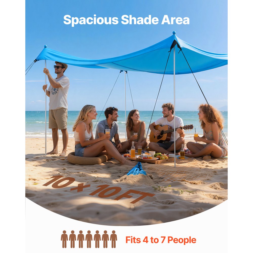 Σκηνή παραλίας VEVOR, προστασία από τον ήλιο UPF50+, ύψος 2 μ., 3 x 3 μ., εύκολα αναδιπλούμενο στέγαστρο παραλίας με 8 σακούλες άμμου, ράβδους σταθερότητας, φτυάρια άμμου, φορητή σκιά για οικογενειακές εξόδους, κάμπινγκ, ψάρεμα Σκηνή παραλίας VEVOR, προστασία από τον ήλιο UPF50+, ύψος 2 μ., 3 x 3 μ., εύκολα αναδιπλούμενο στέγαστρο παραλίας με 8 σακούλες άμμου, ράβδους σταθερότητας, φτυάρια άμμου, φορητή σκιά για οικογενειακές εξόδους, κάμπινγκ, ψάρεμα