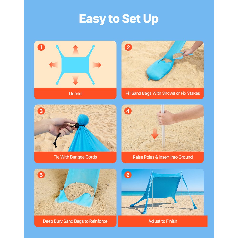 Σκηνή παραλίας VEVOR, αντηλιακή προστασία UPF50+, ύψος 2 μ., 2,3 x 2,3 μ., εύκολα αναδιπλούμενο τέντα παραλίας με σακούλες άμμου, μπατόν σταθερότητας, φτυάρια άμμου, φορητή σκίαση για οικογενειακές εξόδους, κάμπινγκ, ψάρεμα Σκηνή παραλίας VEVOR, αντηλιακή προστασία UPF50+, ύψος 2 μ., 2,3 x 2,3 μ., εύκολα αναδιπλούμενο τέντα παραλίας με σακούλες άμμου, μπατόν σταθερότητας, φτυάρια άμμου, φορητή σκίαση για οικογενειακές εξόδους, κάμπινγκ, ψάρεμα