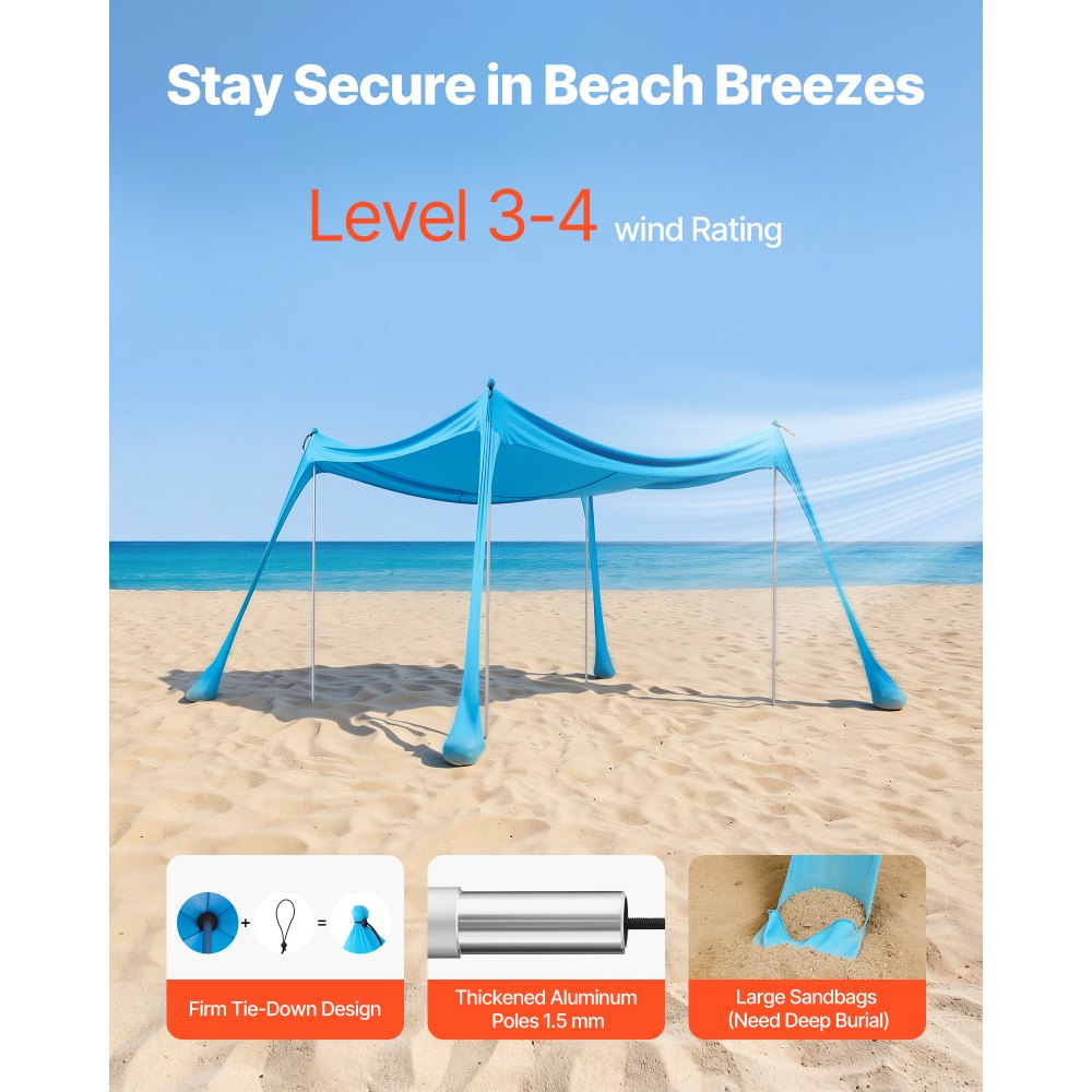 Σκηνή παραλίας VEVOR, προστασία από τον ήλιο UPF50+, ύψος 2 μ., 3 x 3 μ., εύκολα αναδιπλούμενο στέγαστρο παραλίας με 4 σακούλες άμμου, ραβδιά σταθερότητας, φτυάρια άμμου, φορητή σκίαση για οικογενειακές εξόδους, κάμπινγκ, ψάρεμα Σκηνή παραλίας VEVOR, προστασία από τον ήλιο UPF50+, ύψος 2 μ., 3 x 3 μ., εύκολα αναδιπλούμενο στέγαστρο παραλίας με 4 σακούλες άμμου, ραβδιά σταθερότητας, φτυάρια άμμου, φορητή σκίαση για οικογενειακές εξόδους, κάμπινγκ, ψάρεμα