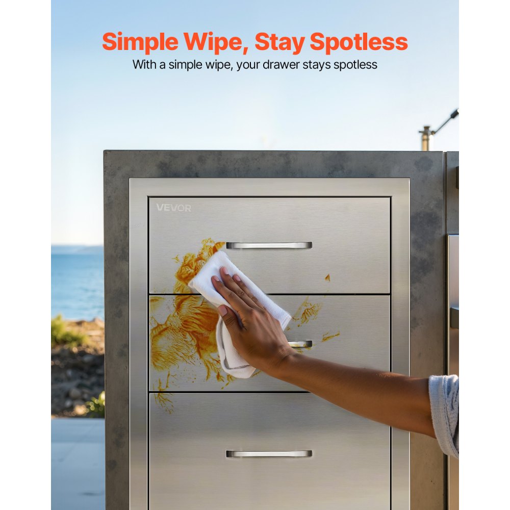 Συρτάρια εξωτερικού χώρου κουζίνας VEVOR 18,11" Π x 23,23" Β x 23,23" Υ, Τριπλής πρόσβασης από ανοξείδωτο ατσάλι με λαβές, Συρτάρι νησίδας BBQ για εξωτερική κουζίνα ή σταθμό ψησταριάς βεράντας νησίδας BBQ Συρτάρια εξωτερικού χώρου κουζίνας VEVOR 18,11" Π x 23,23" Β x 23,23" Υ, Τριπλής πρόσβασης από ανοξείδωτο ατσάλι με λαβές, Συρτάρι νησίδας BBQ για εξωτερική κουζίνα ή σταθμό ψησταριάς βεράντας νησίδας BBQ