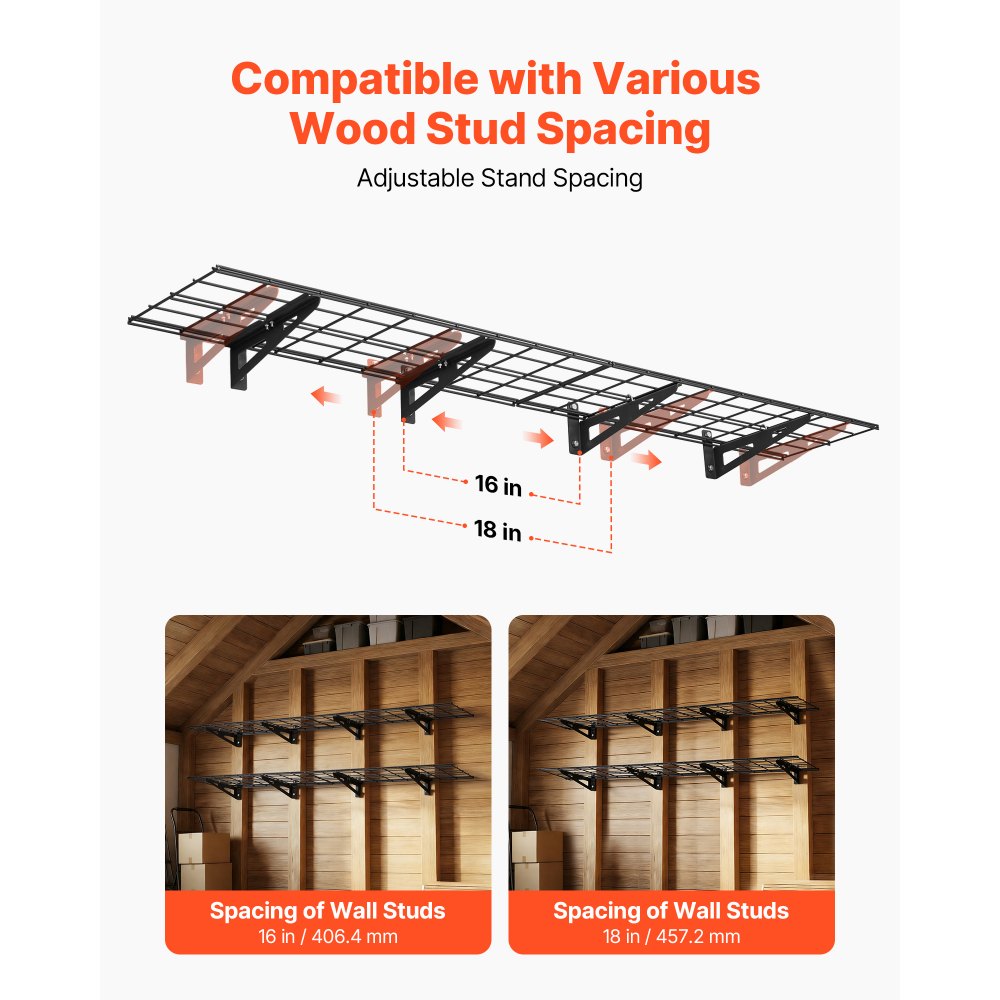 Ράφια τοίχου γκαράζ VEVOR 2 επιπέδων βαρέως τύπου, 4 τεμάχια, μεταλλική μονάδα επιτοίχιας ραφιέρας 305 x 914 mm, πλωτή μεταλλική βάση αποθήκευσης 305 x 1828 mm ανά ράφι για γκαράζ, συνολική χωρητικότητα βάρους 272 kg, μαύρο Ράφια τοίχου γκαράζ VEVOR 2 επιπέδων βαρέως τύπου, 4 τεμάχια, μεταλλική μονάδα επιτοίχιας ραφιέρας 305 x 914 mm, πλωτή μεταλλική βάση αποθήκευσης 305 x 1828 mm ανά ράφι για γκαράζ, συνολική χωρητικότητα βάρους 272 kg, μαύρο