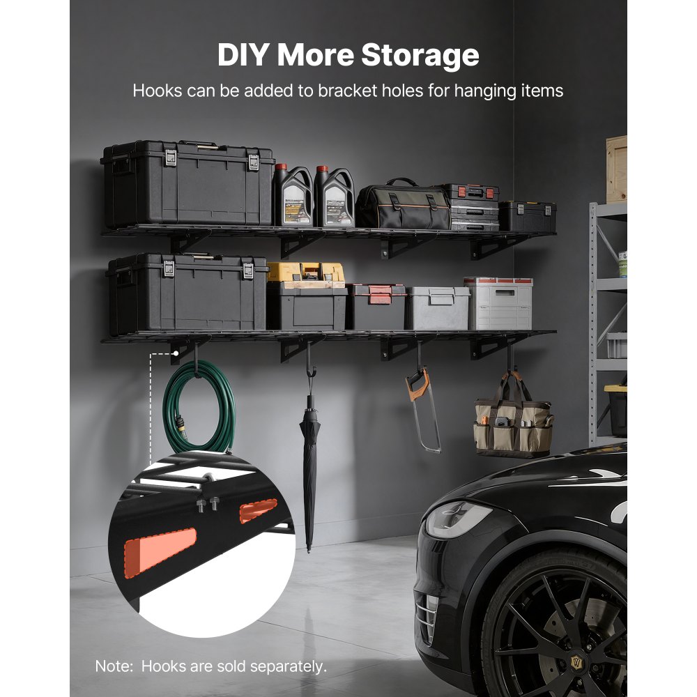 Ράφια τοίχου γκαράζ VEVOR 2 επιπέδων βαρέως τύπου, 4 τεμάχια, μεταλλική μονάδα επιτοίχιας ραφιέρας 305 x 914 mm, πλωτή μεταλλική βάση αποθήκευσης 305 x 1828 mm ανά ράφι για γκαράζ, συνολική χωρητικότητα βάρους 272 kg, μαύρο Ράφια τοίχου γκαράζ VEVOR 2 επιπέδων βαρέως τύπου, 4 τεμάχια, μεταλλική μονάδα επιτοίχιας ραφιέρας 305 x 914 mm, πλωτή μεταλλική βάση αποθήκευσης 305 x 1828 mm ανά ράφι για γκαράζ, συνολική χωρητικότητα βάρους 272 kg, μαύρο