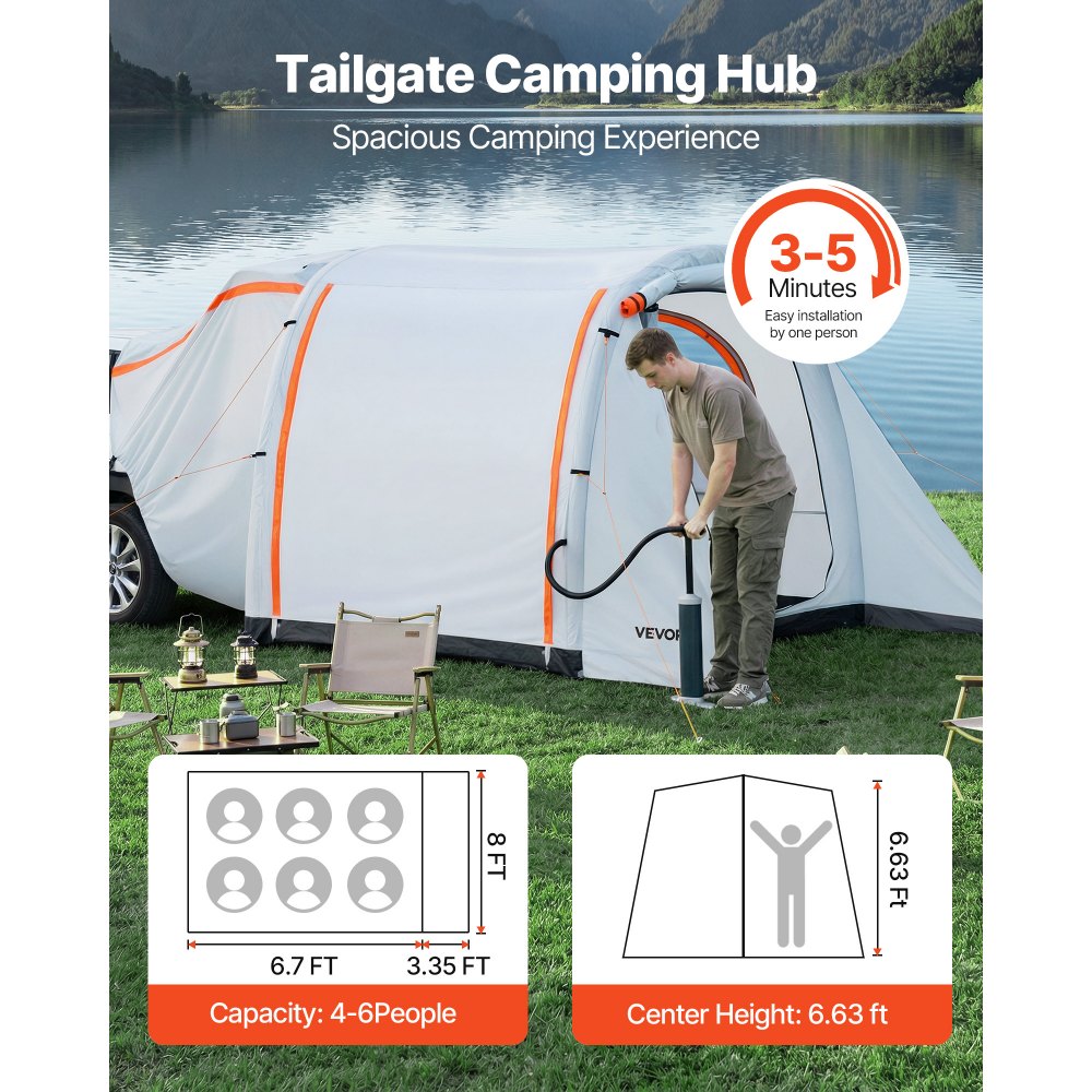 Φουσκωτή σκηνή SUV VEVOR με τέντα, σκηνή SUV 2,44 x 2,04m 3 εποχών με αεριζόμενες πόρτες και παράθυρο με πλέγμα, αδιάβροχες σκηνές αυτοκινήτου PU2000mm για υπαίθρια κατασκήνωση - Συμπεριλαμβάνεται αντλία αέρα Φουσκωτή σκηνή SUV VEVOR με τέντα, σκηνή SUV 2,44 x 2,04m 3 εποχών με αεριζόμενες πόρτες και παράθυρο με πλέγμα, αδιάβροχες σκηνές αυτοκινήτου PU2000mm για υπαίθρια κατασκήνωση - Συμπεριλαμβάνεται αντλία αέρα