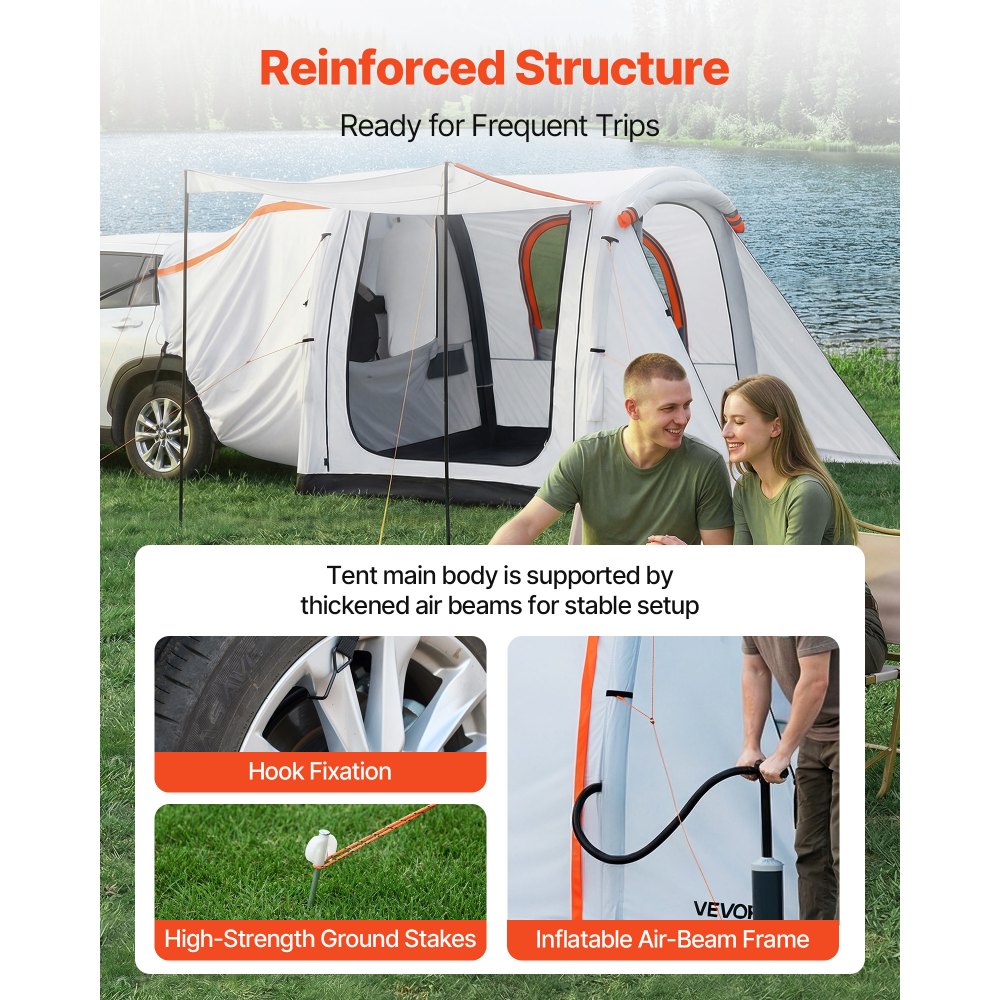 Φουσκωτή σκηνή SUV VEVOR με τέντα, σκηνή SUV 2,44 x 2,04m 3 εποχών με αεριζόμενες πόρτες και παράθυρο με πλέγμα, αδιάβροχες σκηνές αυτοκινήτου PU2000mm για υπαίθρια κατασκήνωση - Συμπεριλαμβάνεται αντλία αέρα Φουσκωτή σκηνή SUV VEVOR με τέντα, σκηνή SUV 2,44 x 2,04m 3 εποχών με αεριζόμενες πόρτες και παράθυρο με πλέγμα, αδιάβροχες σκηνές αυτοκινήτου PU2000mm για υπαίθρια κατασκήνωση - Συμπεριλαμβάνεται αντλία αέρα