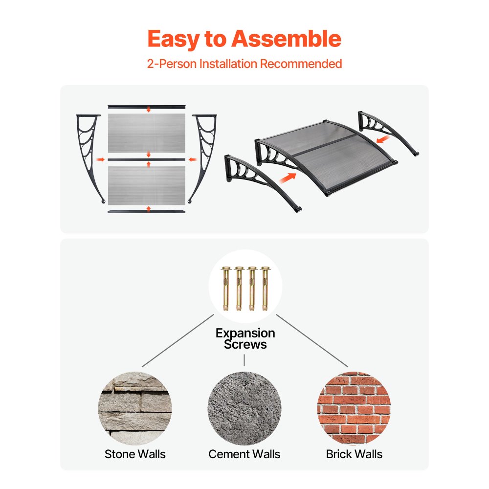 Τέντες VEVOR για Πόρτα Είσοδο, 38 x 40 ίντσες, Τέντες Εξωτερικής Μπροστινής Πόρτας-Παραθύρου με Αποχέτευση & Βάση ABS, Προστασία από Βροχή, Χιόνι, Αντηλιακή Προστασία, Προεξέχον Πολυανθρακικό Στέγαστρο Πόρτας για Βεράντα, Καπνιστό Γκρι Τέντες VEVOR για Πόρτα Είσοδο, 38 x 40 ίντσες, Τέντες Εξωτερικής Μπροστινής Πόρτας-Παραθύρου με Αποχέτευση & Βάση ABS, Προστασία από Βροχή, Χιόνι, Αντηλιακή Προστασία, Προεξέχον Πολυανθρακικό Στέγαστρο Πόρτας για Βεράντα, Καπνιστό Γκρι