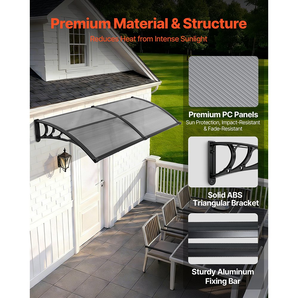 Τέντες VEVOR για Πόρτα Είσοδο, 38 x 78 ίντσες, Τέντες Εξωτερικού Παραθύρου με Αποχέτευση & Βάση ABS, Προστασία από Βροχή, Χιόνι, Αντηλιακή Προστασία, Πολυανθρακικό Στέγαστρο Πόρτας για Βεράντα, Καπνιστό Γκρι Τέντες VEVOR για Πόρτα Είσοδο, 38 x 78 ίντσες, Τέντες Εξωτερικού Παραθύρου με Αποχέτευση & Βάση ABS, Προστασία από Βροχή, Χιόνι, Αντηλιακή Προστασία, Πολυανθρακικό Στέγαστρο Πόρτας για Βεράντα, Καπνιστό Γκρι