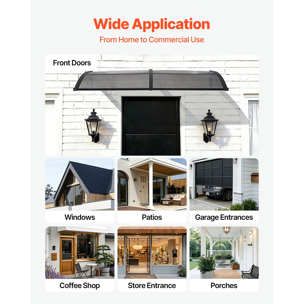Τέντες VEVOR για Πόρτα Είσοδο, 38 x 78 ίντσες, Τέντες Εξωτερικού Παραθύρου με Αποχέτευση & Βάση ABS, Προστασία από Βροχή, Χιόνι, Αντηλιακή Προστασία, Πολυανθρακικό Στέγαστρο Πόρτας για Βεράντα, Καπνιστό Γκρι Τέντες VEVOR για Πόρτα Είσοδο, 38 x 78 ίντσες, Τέντες Εξωτερικού Παραθύρου με Αποχέτευση & Βάση ABS, Προστασία από Βροχή, Χιόνι, Αντηλιακή Προστασία, Πολυανθρακικό Στέγαστρο Πόρτας για Βεράντα, Καπνιστό Γκρι