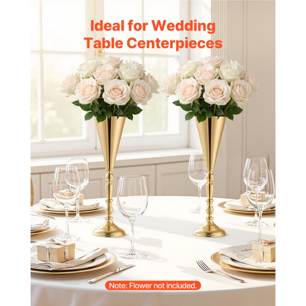 Βάζο λουλουδιών γάμου VEVOR 20 τεμαχίων, κεντρικά διακοσμητικά τραπεζιού με λουλούδια τρομπέτας ύψους 43 cm, βάζα δεξιώσεων εύκολης εγκατάστασης, ηλεκτρολυτικά επιμεταλλωμένη ευέλικτη βάση για πάρτι, διακόσμηση σπιτιού, δεξίωση, χρυσό Βάζο λουλουδιών γάμου VEVOR 20 τεμαχίων, κεντρικά διακοσμητικά τραπεζιού με λουλούδια τρομπέτας ύψους 43 cm, βάζα δεξιώσεων εύκολης εγκατάστασης, ηλεκτρολυτικά επιμεταλλωμένη ευέλικτη βάση για πάρτι, διακόσμηση σπιτιού, δεξίωση, χρυσό