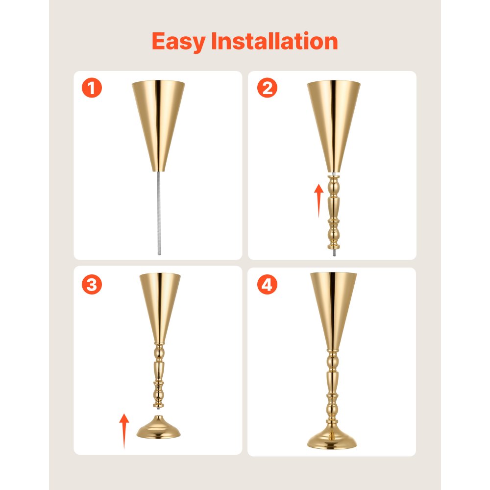 Βάζο λουλουδιών γάμου VEVOR 20 τεμαχίων, κεντρικά διακοσμητικά τραπεζιού με λουλούδια τρομπέτας ύψους 43 cm, βάζα δεξιώσεων εύκολης εγκατάστασης, ηλεκτρολυτικά επιμεταλλωμένη ευέλικτη βάση για πάρτι, διακόσμηση σπιτιού, δεξίωση, χρυσό Βάζο λουλουδιών γάμου VEVOR 20 τεμαχίων, κεντρικά διακοσμητικά τραπεζιού με λουλούδια τρομπέτας ύψους 43 cm, βάζα δεξιώσεων εύκολης εγκατάστασης, ηλεκτρολυτικά επιμεταλλωμένη ευέλικτη βάση για πάρτι, διακόσμηση σπιτιού, δεξίωση, χρυσό
