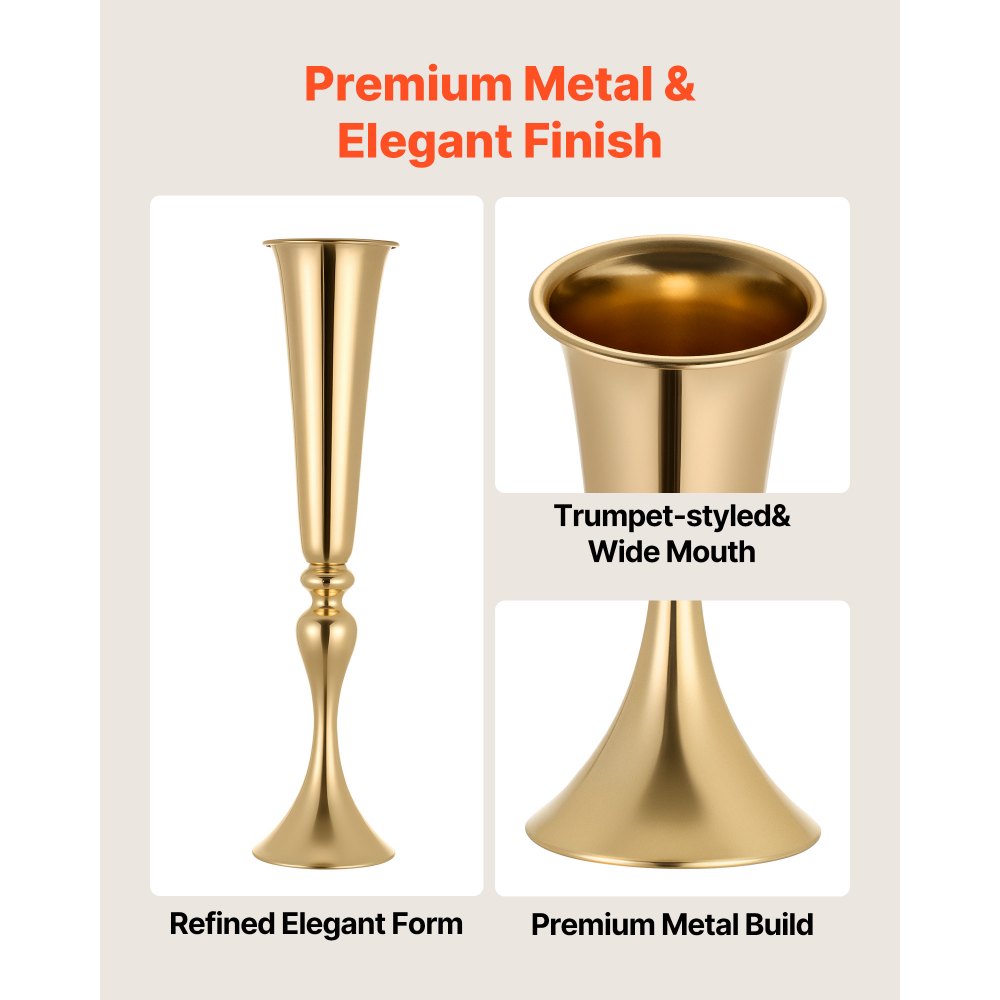 Βάζο λουλουδιών γάμου VEVOR 12 τεμαχίων, κεντρικά διακοσμητικά τραπεζιού με λουλούδια τρομπέτας ύψους 55 cm, βάζα δεξιώσεων εύκολης εγκατάστασης, ηλεκτρολυτικά επιμεταλλωμένη ευέλικτη βάση για πάρτι, διακόσμηση σπιτιού, δεξίωση, χρυσό Βάζο λουλουδιών γάμου VEVOR 12 τεμαχίων, κεντρικά διακοσμητικά τραπεζιού με λουλούδια τρομπέτας ύψους 55 cm, βάζα δεξιώσεων εύκολης εγκατάστασης, ηλεκτρολυτικά επιμεταλλωμένη ευέλικτη βάση για πάρτι, διακόσμηση σπιτιού, δεξίωση, χρυσό
