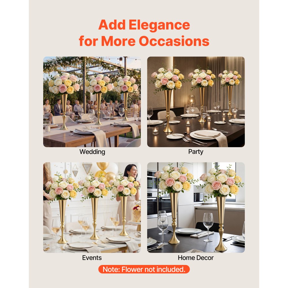 Βάζο λουλουδιών γάμου VEVOR 12 τεμαχίων, κεντρικά διακοσμητικά τραπεζιού με λουλούδια τρομπέτας ύψους 55 cm, βάζα δεξιώσεων εύκολης εγκατάστασης, ηλεκτρολυτικά επιμεταλλωμένη ευέλικτη βάση για πάρτι, διακόσμηση σπιτιού, δεξίωση, χρυσό Βάζο λουλουδιών γάμου VEVOR 12 τεμαχίων, κεντρικά διακοσμητικά τραπεζιού με λουλούδια τρομπέτας ύψους 55 cm, βάζα δεξιώσεων εύκολης εγκατάστασης, ηλεκτρολυτικά επιμεταλλωμένη ευέλικτη βάση για πάρτι, διακόσμηση σπιτιού, δεξίωση, χρυσό