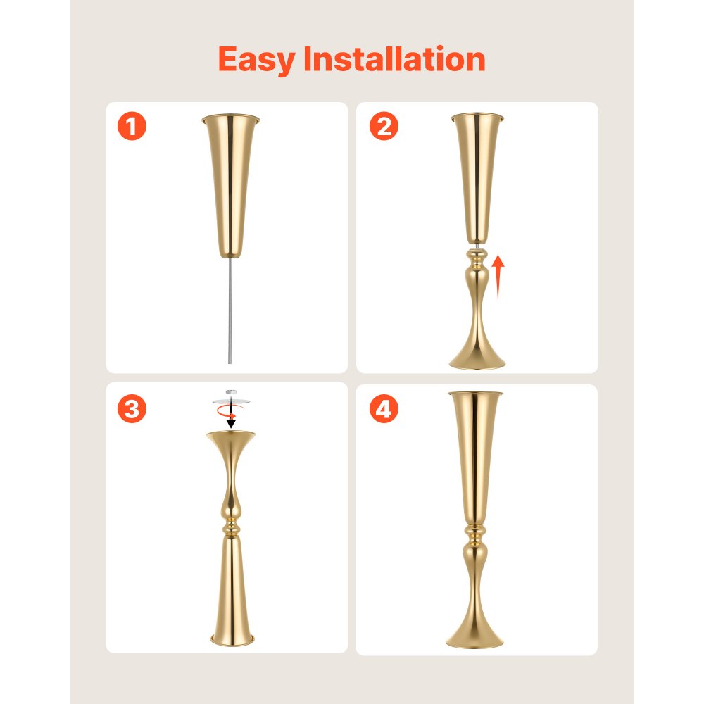 Βάζο λουλουδιών γάμου VEVOR 12 τεμαχίων, κεντρικά διακοσμητικά τραπεζιού με λουλούδια τρομπέτας ύψους 55 cm, βάζα δεξιώσεων εύκολης εγκατάστασης, ηλεκτρολυτικά επιμεταλλωμένη ευέλικτη βάση για πάρτι, διακόσμηση σπιτιού, δεξίωση, χρυσό Βάζο λουλουδιών γάμου VEVOR 12 τεμαχίων, κεντρικά διακοσμητικά τραπεζιού με λουλούδια τρομπέτας ύψους 55 cm, βάζα δεξιώσεων εύκολης εγκατάστασης, ηλεκτρολυτικά επιμεταλλωμένη ευέλικτη βάση για πάρτι, διακόσμηση σπιτιού, δεξίωση, χρυσό