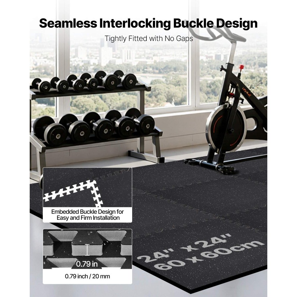 Χαλί άσκησης παζλ VEVOR, 12 τεμάχια χαλάκια εξοπλισμού γυμναστικής, 610 x 610 x 20 mm, Σετ χαλιών αφρού EVA υψηλής πυκνότητας, μαλακά πλακάκια από καουτσούκ που αλληλοσυνδέονται, προστατευτική επένδυση δαπέδου με γκρι κουκκίδες για γυμναστήριο στο σπίτι και γραφείο Χαλί άσκησης παζλ VEVOR, 12 τεμάχια χαλάκια εξοπλισμού γυμναστικής, 610 x 610 x 20 mm, Σετ χαλιών αφρού EVA υψηλής πυκνότητας, μαλακά πλακάκια από καουτσούκ που αλληλοσυνδέονται, προστατευτική επένδυση δαπέδου με γκρι κουκκίδες για γυμναστήριο στο σπίτι και γραφείο
