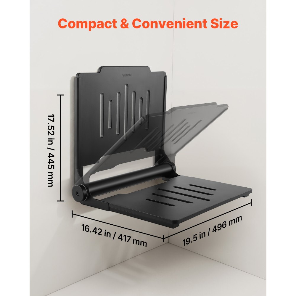 Πτυσσόμενο κάθισμα ντους VEVOR για τοποθέτηση στον τοίχο, πτυσσόμενος πάγκος ντους 452 mm με υποστηρικτική πλάτη, πλαστικό πτυσσόμενο κάθισμα διαδρόμου μπάνιου με πλαίσιο από ανοξείδωτο ατσάλι για ενήλικες και ηλικιωμένους, φόρτωση 180 kg Πτυσσόμενο κάθισμα ντους VEVOR για τοποθέτηση στον τοίχο, πτυσσόμενος πάγκος ντους 452 mm με υποστηρικτική πλάτη, πλαστικό πτυσσόμενο κάθισμα διαδρόμου μπάνιου με πλαίσιο από ανοξείδωτο ατσάλι για ενήλικες και ηλικιωμένους, φόρτωση 180 kg