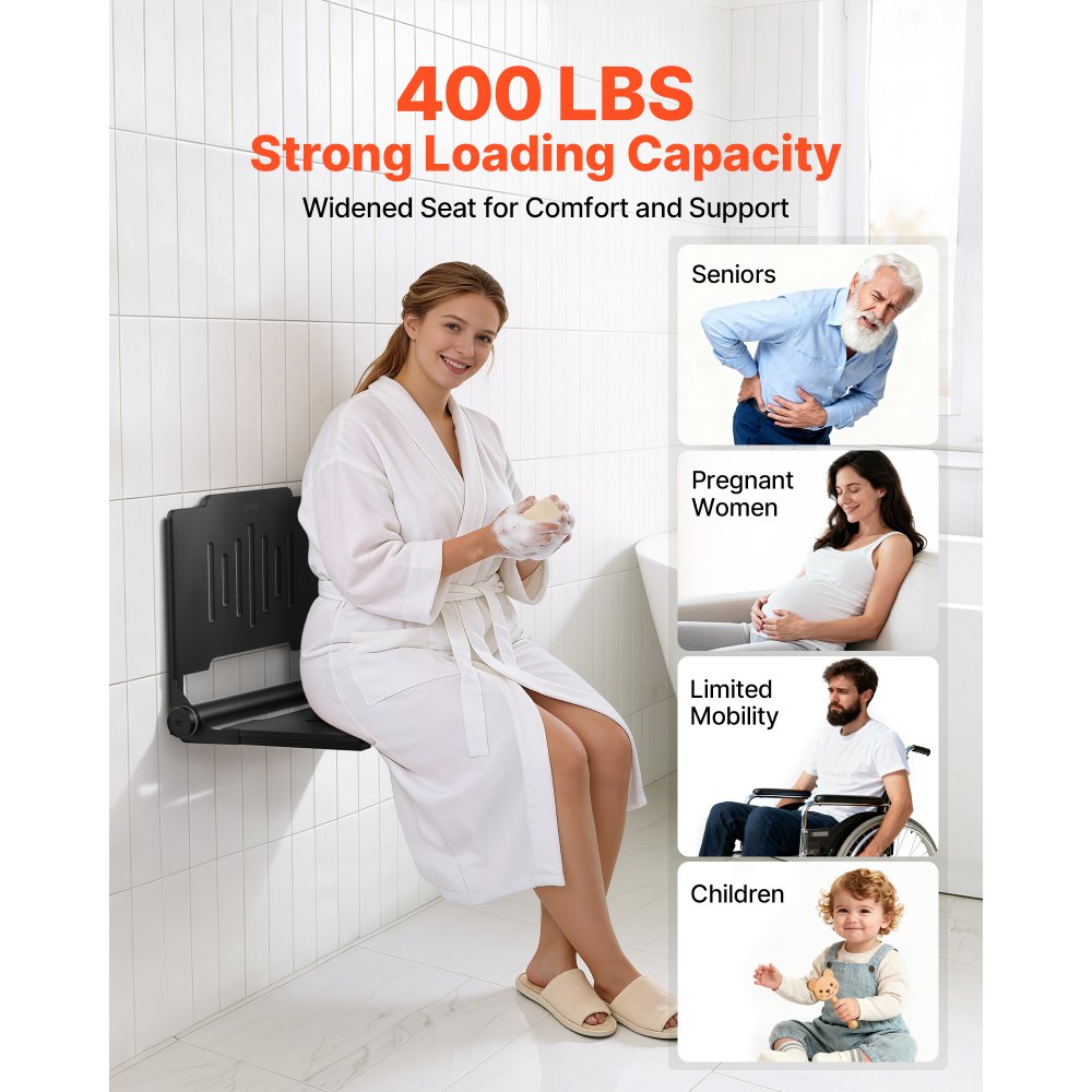 Πτυσσόμενο κάθισμα ντους VEVOR για τοποθέτηση στον τοίχο, πτυσσόμενος πάγκος ντους 452 mm με υποστηρικτική πλάτη, πλαστικό πτυσσόμενο κάθισμα διαδρόμου μπάνιου με πλαίσιο από ανοξείδωτο ατσάλι για ενήλικες και ηλικιωμένους, φόρτωση 180 kg Πτυσσόμενο κάθισμα ντους VEVOR για τοποθέτηση στον τοίχο, πτυσσόμενος πάγκος ντους 452 mm με υποστηρικτική πλάτη, πλαστικό πτυσσόμενο κάθισμα διαδρόμου μπάνιου με πλαίσιο από ανοξείδωτο ατσάλι για ενήλικες και ηλικιωμένους, φόρτωση 180 kg