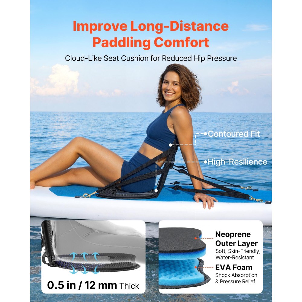 Κάθισμα καγιάκ VEVOR, 2 τεμάχια πάχους 12 mm, Κάθισμα σανίδας γενικής χρήσης με στήριξη πλάτης, Μαλακό μαξιλάρι καθίσματος στην κορυφή με τσάντα αποθήκευσης και ρυθμιζόμενους ιμάντες για SUP, κανό, αλιευτικό σκάφος, φουσκωτό καγιάκ Κάθισμα καγιάκ VEVOR, 2 τεμάχια πάχους 12 mm, Κάθισμα σανίδας γενικής χρήσης με στήριξη πλάτης, Μαλακό μαξιλάρι καθίσματος στην κορυφή με τσάντα αποθήκευσης και ρυθμιζόμενους ιμάντες για SUP, κανό, αλιευτικό σκάφος, φουσκωτό καγιάκ