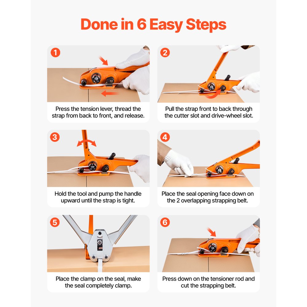 Κιτ δεσίματος ταινίας VEVOR, Εργαλείο σφράγισης ταινίας βαρέως τύπου με ταινία PP μήκους 100 m, 100 μεταλλικές σφραγίδες, Κιτ δεσίματος συσκευασίας παλέτας από πλαστικό χειροκίνητο για αποθήκη/αποστολή/μετακόμιση/σπίτι, πορτοκαλί Κιτ δεσίματος ταινίας VEVOR, Εργαλείο σφράγισης ταινίας βαρέως τύπου με ταινία PP μήκους 100 m, 100 μεταλλικές σφραγίδες, Κιτ δεσίματος συσκευασίας παλέτας από πλαστικό χειροκίνητο για αποθήκη/αποστολή/μετακόμιση/σπίτι, πορτοκαλί