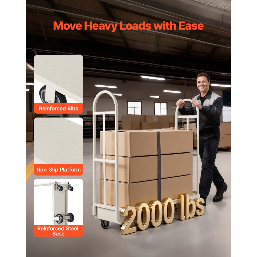 Φορτηγά πλατφόρμας VEVOR U-Boat, χωρητικότητα φορτίου 907,18 kg, βαρέως τύπου χαλύβδινο καρότσι πολλαπλών χρήσεων, βιομηχανικό χειροκίνητο φορτηγό με έξι τροχούς και διπλές αποσπώμενες λαβές, για αποθήκη, 1525 x 410 x 1510 mm Φορτηγά πλατφόρμας VEVOR U-Boat, χωρητικότητα φορτίου 907,18 kg, βαρέως τύπου χαλύβδινο καρότσι πολλαπλών χρήσεων, βιομηχανικό χειροκίνητο φορτηγό με έξι τροχούς και διπλές αποσπώμενες λαβές, για αποθήκη, 1525 x 410 x 1510 mm