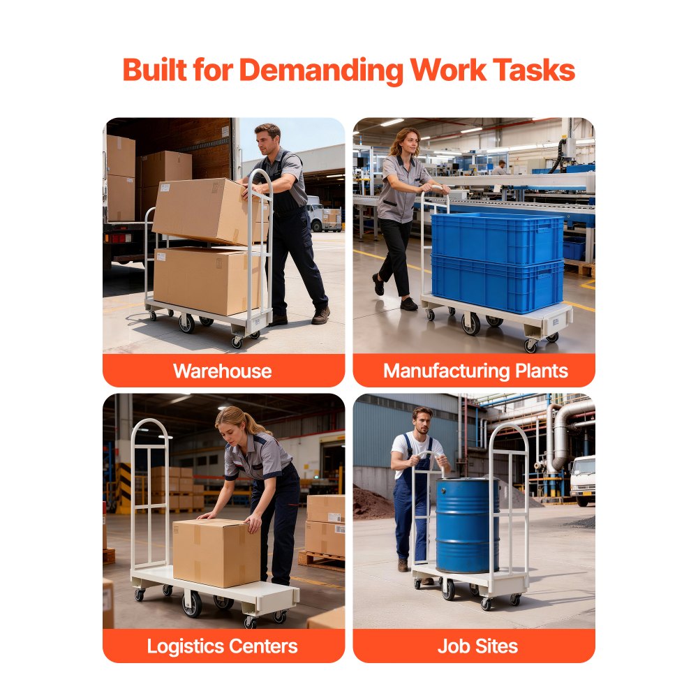 Φορτηγά πλατφόρμας VEVOR U-Boat, χωρητικότητα φορτίου 907,18 kg, βαρέως τύπου χαλύβδινο καρότσι πολλαπλών χρήσεων, βιομηχανικό χειροκίνητο φορτηγό με έξι τροχούς και διπλές αποσπώμενες λαβές, για αποθήκη, 1525 x 410 x 1510 mm Φορτηγά πλατφόρμας VEVOR U-Boat, χωρητικότητα φορτίου 907,18 kg, βαρέως τύπου χαλύβδινο καρότσι πολλαπλών χρήσεων, βιομηχανικό χειροκίνητο φορτηγό με έξι τροχούς και διπλές αποσπώμενες λαβές, για αποθήκη, 1525 x 410 x 1510 mm