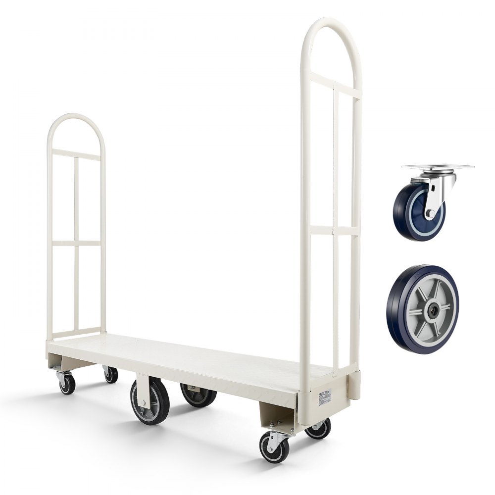 Φορτηγά πλατφόρμας VEVOR U-Boat, χωρητικότητα φορτίου 907,18 kg, βαρέως τύπου χαλύβδινο καρότσι πολλαπλών χρήσεων, βιομηχανικό χειροκίνητο φορτηγό με έξι τροχούς και διπλές αποσπώμενες λαβές, για αποθήκη, 1525 x 410 x 1510 mm Φορτηγά πλατφόρμας VEVOR U-Boat, χωρητικότητα φορτίου 907,18 kg, βαρέως τύπου χαλύβδινο καρότσι πολλαπλών χρήσεων, βιομηχανικό χειροκίνητο φορτηγό με έξι τροχούς και διπλές αποσπώμενες λαβές, για αποθήκη, 1525 x 410 x 1510 mm