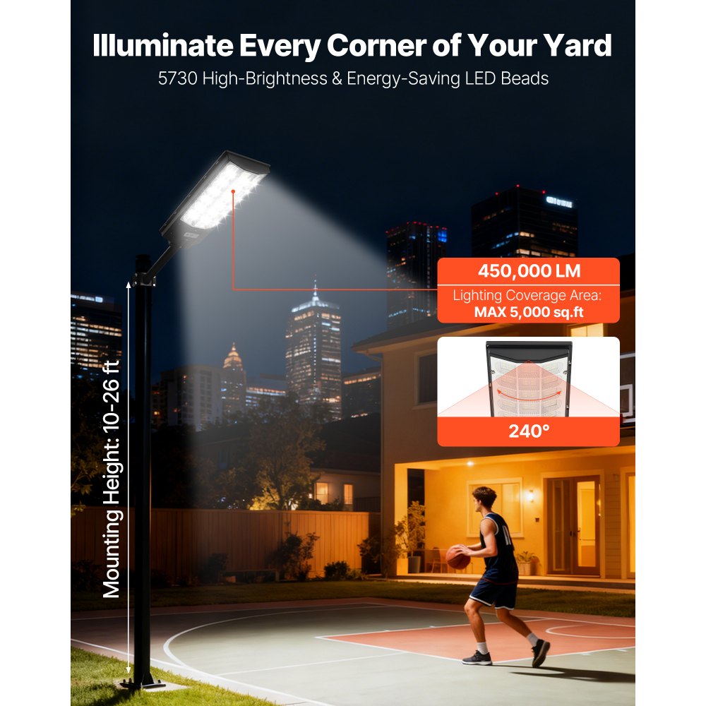 VEVOR 8000W Ηλιακά φώτα δρόμου εξωτερικού χώρου, 450000LM, Φώτα επαγγελματικού χώρου στάθμευσης από το σούρουπο έως την αυγή, Λαμπτήρας ασφαλείας LED πλημμύρας με αισθητήρα κίνησης, Αδιάβροχος εξωτερικός φωτισμός IP65, για αυλή, 3 τεμάχια VEVOR 8000W Ηλιακά φώτα δρόμου εξωτερικού χώρου, 450000LM, Φώτα επαγγελματικού χώρου στάθμευσης από το σούρουπο έως την αυγή, Λαμπτήρας ασφαλείας LED πλημμύρας με αισθητήρα κίνησης, Αδιάβροχος εξωτερικός φωτισμός IP65, για αυλή, 3 τεμάχια