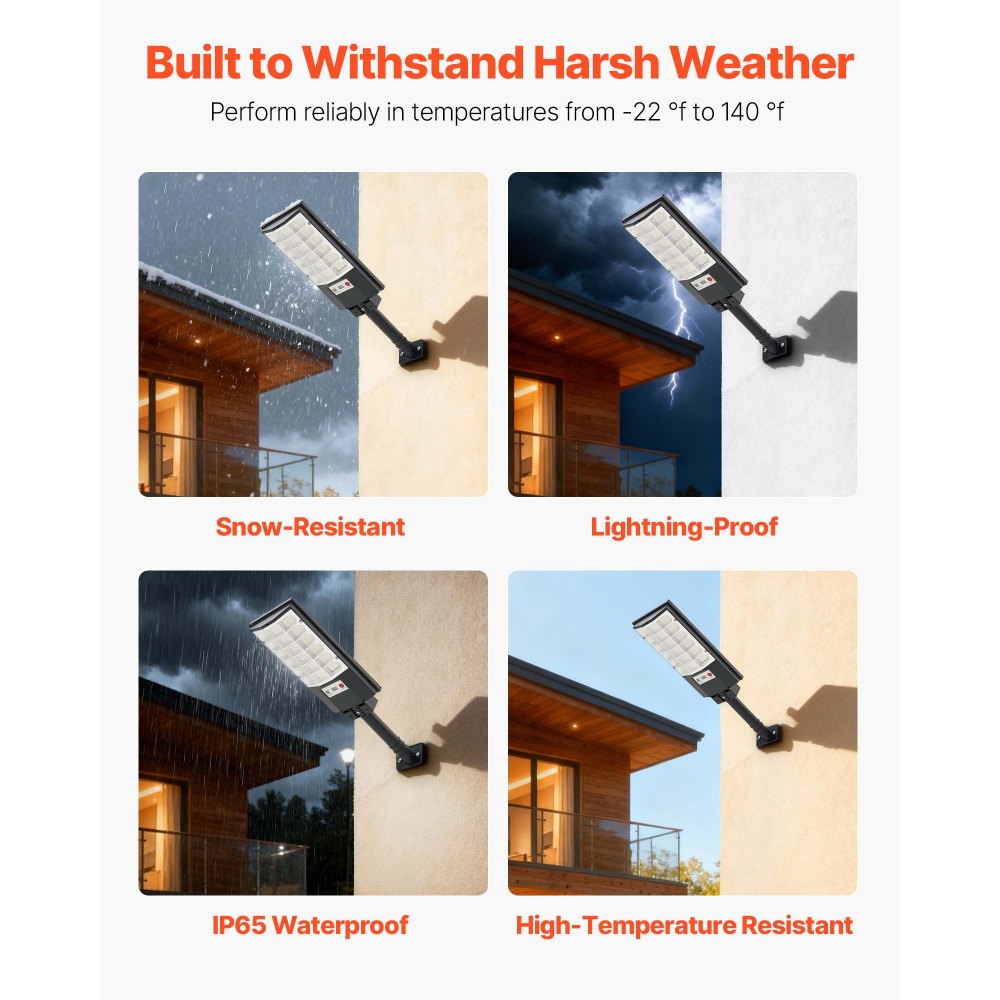 VEVOR Πακέτο 4 Ηλιακών Φώτων Δρόμου 500W Εξωτερικού Χώρου, 50000LM, Φώτα Εμπορικού Χώρου Στάθμευσης από το Λυκόφως έως την Αυγή, Λαμπτήρας Ασφαλείας LED Πλημμύρας με Αισθητήρα Κίνησης, Αδιάβροχος Εξωτερικός Φωτισμός IP65, για Αυλή Driveway VEVOR Πακέτο 4 Ηλιακών Φώτων Δρόμου 500W Εξωτερικού Χώρου, 50000LM, Φώτα Εμπορικού Χώρου Στάθμευσης από το Λυκόφως έως την Αυγή, Λαμπτήρας Ασφαλείας LED Πλημμύρας με Αισθητήρα Κίνησης, Αδιάβροχος Εξωτερικός Φωτισμός IP65, για Αυλή Driveway