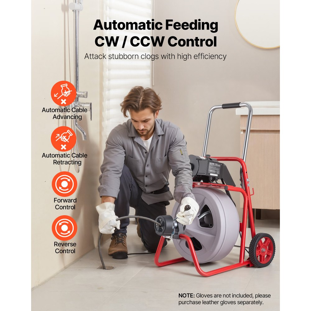 Μηχανή καθαρισμού αποχέτευσης VEVOR 30m x 13mm, Αυτόματη τροφοδοσία αποχετευτικού κοχλία τύπου φιδιού σε τροχούς, Φορητή μηχανή καθαρισμού αποχέτευσης με 8 κοπτικά & διακόπτη ποδιού με ενεργοποίηση αέρα για σωλήνες 50mm έως 150mm Μηχανή καθαρισμού αποχέτευσης VEVOR 30m x 13mm, Αυτόματη τροφοδοσία αποχετευτικού κοχλία τύπου φιδιού σε τροχούς, Φορητή μηχανή καθαρισμού αποχέτευσης με 8 κοπτικά & διακόπτη ποδιού με ενεργοποίηση αέρα για σωλήνες 50mm έως 150mm
