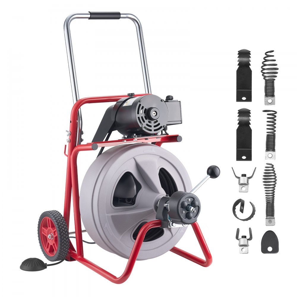 Μηχανή καθαρισμού αποχέτευσης VEVOR 30m x 13mm, Αυτόματη τροφοδοσία αποχετευτικού κοχλία τύπου φιδιού σε τροχούς, Φορητή μηχανή καθαρισμού αποχέτευσης με 8 κοπτικά & διακόπτη ποδιού με ενεργοποίηση αέρα για σωλήνες 50mm έως 150mm Μηχανή καθαρισμού αποχέτευσης VEVOR 30m x 13mm, Αυτόματη τροφοδοσία αποχετευτικού κοχλία τύπου φιδιού σε τροχούς, Φορητή μηχανή καθαρισμού αποχέτευσης με 8 κοπτικά & διακόπτη ποδιού με ενεργοποίηση αέρα για σωλήνες 50mm έως 150mm