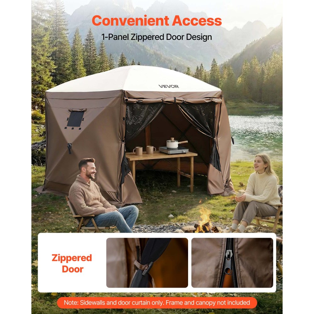 Πλευρικά τοιχώματα VEVOR με στέγαστρο, 1,73 x 1,48 m, Τοίχοι σκηνής με στέγαστρο με αδιάβροχη προστασία και προστασία από το ηλιακό φως, 1 πόρτα με φερμουάρ & 2 παράθυρα, σχεδιασμός για σκηνές εξωτερικών εκδηλώσεων, περίπτερα πωλητών (μόνο 6 πλευρικά τοιχώματα, καφέ) Πλευρικά τοιχώματα VEVOR με στέγαστρο, 1,73 x 1,48 m, Τοίχοι σκηνής με στέγαστρο με αδιάβροχη προστασία και προστασία από το ηλιακό φως, 1 πόρτα με φερμουάρ & 2 παράθυρα, σχεδιασμός για σκηνές εξωτερικών εκδηλώσεων, περίπτερα πωλητών (μόνο 6 πλευρικά τοιχώματα, καφέ)