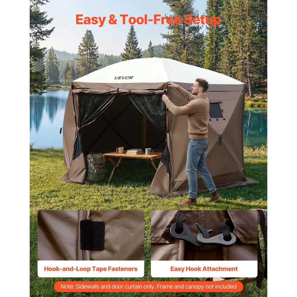 Πλευρικά τοιχώματα VEVOR με στέγαστρο, 1,73 x 1,48 m, Τοίχοι σκηνής με στέγαστρο με αδιάβροχη προστασία και προστασία από το ηλιακό φως, 1 πόρτα με φερμουάρ & 2 παράθυρα, σχεδιασμός για σκηνές εξωτερικών εκδηλώσεων, περίπτερα πωλητών (μόνο 6 πλευρικά τοιχώματα, καφέ) Πλευρικά τοιχώματα VEVOR με στέγαστρο, 1,73 x 1,48 m, Τοίχοι σκηνής με στέγαστρο με αδιάβροχη προστασία και προστασία από το ηλιακό φως, 1 πόρτα με φερμουάρ & 2 παράθυρα, σχεδιασμός για σκηνές εξωτερικών εκδηλώσεων, περίπτερα πωλητών (μόνο 6 πλευρικά τοιχώματα, καφέ)
