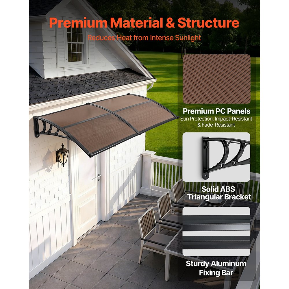 Τέντες VEVOR για Πόρτα Είσοδο, 38 x 78 ίντσες, Τέντες Εξωτερικής Μπροστινής Πόρτας-Παραθύρου με Αποχέτευση & Μεταλλική Βάση, Προστασία από Βροχή, Χιόνι, Αντηλιακή Προστασία, Πολυανθρακικό Στέγαστρο Πόρτας για Βεράντα, Καφέ Τέντες VEVOR για Πόρτα Είσοδο, 38 x 78 ίντσες, Τέντες Εξωτερικής Μπροστινής Πόρτας-Παραθύρου με Αποχέτευση & Μεταλλική Βάση, Προστασία από Βροχή, Χιόνι, Αντηλιακή Προστασία, Πολυανθρακικό Στέγαστρο Πόρτας για Βεράντα, Καφέ