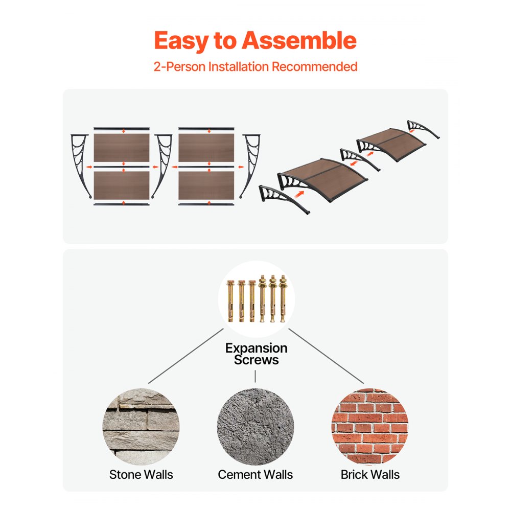 Τέντες VEVOR για Πόρτα Είσοδο, 38 x 78 ίντσες, Τέντες Εξωτερικής Μπροστινής Πόρτας-Παραθύρου με Αποχέτευση & Μεταλλική Βάση, Προστασία από Βροχή, Χιόνι, Αντηλιακή Προστασία, Πολυανθρακικό Στέγαστρο Πόρτας για Βεράντα, Καφέ Τέντες VEVOR για Πόρτα Είσοδο, 38 x 78 ίντσες, Τέντες Εξωτερικής Μπροστινής Πόρτας-Παραθύρου με Αποχέτευση & Μεταλλική Βάση, Προστασία από Βροχή, Χιόνι, Αντηλιακή Προστασία, Πολυανθρακικό Στέγαστρο Πόρτας για Βεράντα, Καφέ