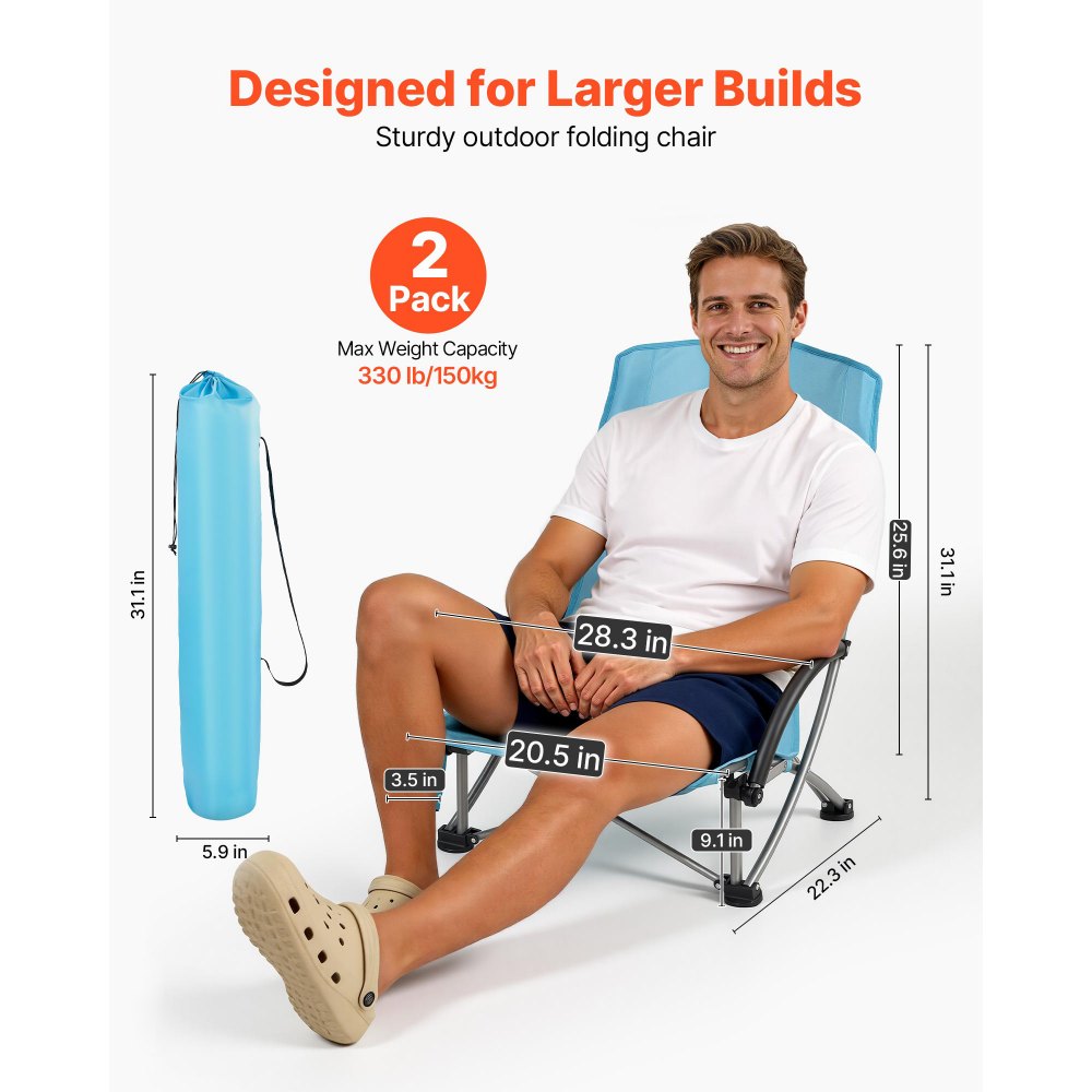 Πτυσσόμενη καρέκλα παραλίας VEVOR, καρέκλες κάμπινγκ με ψηλή πλάτη για ενήλικες, με θήκη για κύπελλο, δικτυωτή πλάτη, τσάντα μεταφοράς, φορητή καρέκλα με εξαιρετικά φαρδύ κάθισμα 150 kg, βαριάς χρήσης, για εξωτερικούς χώρους, κατασκήνωση, ανοιχτό μπλε, 2 τεμάχια Πτυσσόμενη καρέκλα παραλίας VEVOR, καρέκλες κάμπινγκ με ψηλή πλάτη για ενήλικες, με θήκη για κύπελλο, δικτυωτή πλάτη, τσάντα μεταφοράς, φορητή καρέκλα με εξαιρετικά φαρδύ κάθισμα 150 kg, βαριάς χρήσης, για εξωτερικούς χώρους, κατασκήνωση, ανοιχτό μπλε, 2 τεμάχια