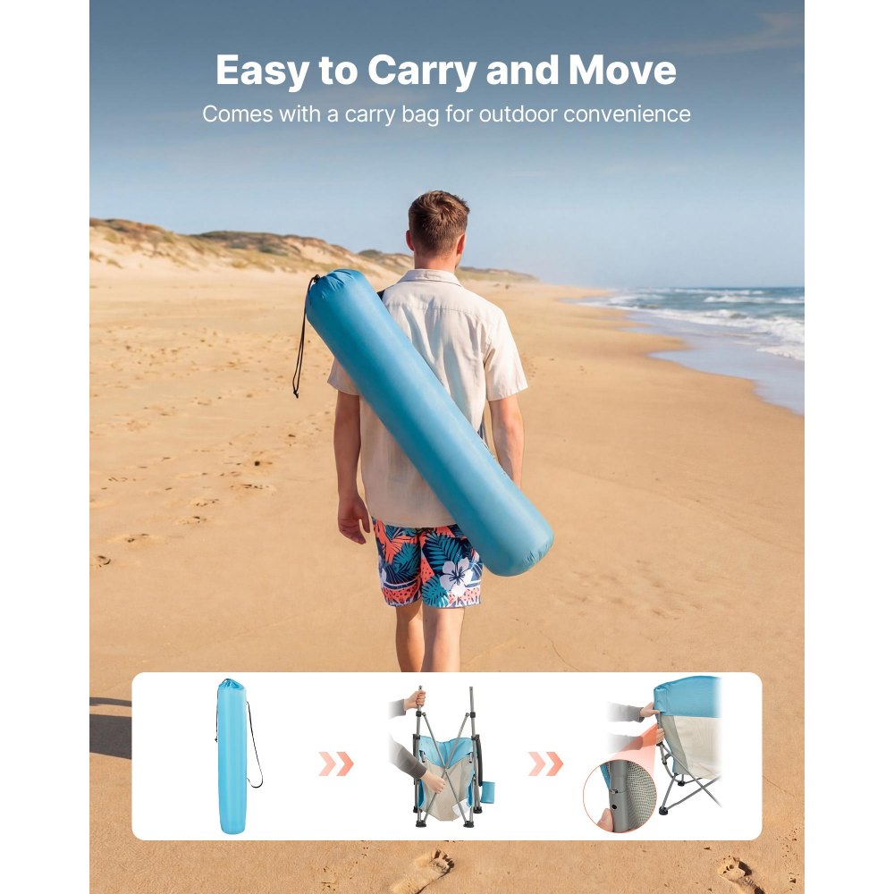 Πτυσσόμενη καρέκλα παραλίας VEVOR, καρέκλες κάμπινγκ με ψηλή πλάτη για ενήλικες, με θήκη για κύπελλο, δικτυωτή πλάτη, τσάντα μεταφοράς, φορητή καρέκλα με εξαιρετικά φαρδύ κάθισμα 150 kg, βαριάς χρήσης, για εξωτερικούς χώρους, κατασκήνωση, ανοιχτό μπλε, 2 τεμάχια Πτυσσόμενη καρέκλα παραλίας VEVOR, καρέκλες κάμπινγκ με ψηλή πλάτη για ενήλικες, με θήκη για κύπελλο, δικτυωτή πλάτη, τσάντα μεταφοράς, φορητή καρέκλα με εξαιρετικά φαρδύ κάθισμα 150 kg, βαριάς χρήσης, για εξωτερικούς χώρους, κατασκήνωση, ανοιχτό μπλε, 2 τεμάχια