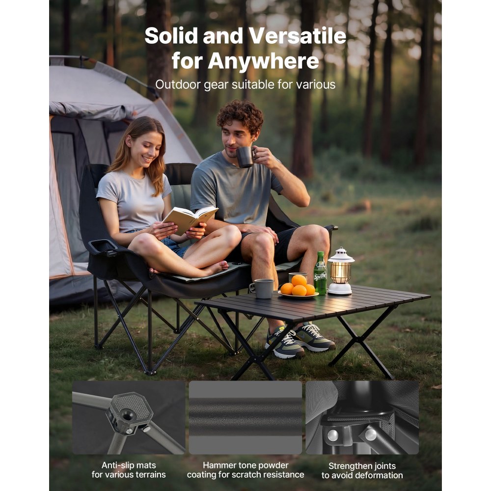 Διπλή καρέκλα κάμπινγκ VEVOR, μεγάλη καρέκλα κάμπινγκ δύο ατόμων με στήριξη βαρέως τύπου 300 kg, με διπλές θήκες για ποτήρια, θήκες για ποτήρια κρασιού, ιμάντες περιοδικών, τσάντες μεταφοράς για εξωτερικούς χώρους, παραλία, 1 πακέτο Διπλή καρέκλα κάμπινγκ VEVOR, μεγάλη καρέκλα κάμπινγκ δύο ατόμων με στήριξη βαρέως τύπου 300 kg, με διπλές θήκες για ποτήρια, θήκες για ποτήρια κρασιού, ιμάντες περιοδικών, τσάντες μεταφοράς για εξωτερικούς χώρους, παραλία, 1 πακέτο