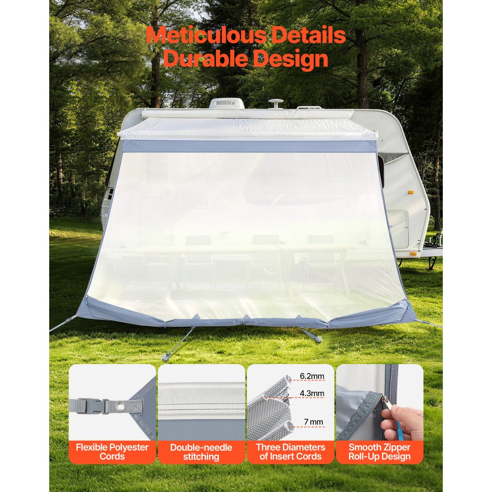 Τέντα VEVOR RV, 2 x 2,8 m (Χωράει τέντες 3 m) με κάλυμμα PU με φερμουάρ UV50+, αντηλιακό από πολυεστερικό πλέγμα διπλής ραφής για ταξίδια και υπαίθριες κατασκηνώσεις με τροχόσπιτα Τέντα VEVOR RV, 2 x 2,8 m (Χωράει τέντες 3 m) με κάλυμμα PU με φερμουάρ UV50+, αντηλιακό από πολυεστερικό πλέγμα διπλής ραφής για ταξίδια και υπαίθριες κατασκηνώσεις με τροχόσπιτα