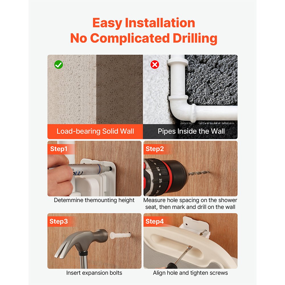 Πτυσσόμενη καρέκλα ντους VEVOR, επιτοίχια, πτυσσόμενη καρέκλα ντους 457 mm με πλάτη, μπράτσα και ρυθμιζόμενα πόδια, πτυσσόμενη καρέκλα μπάνιου HDPE με πλαίσιο από ανοξείδωτο ατσάλι για ενήλικες και ηλικιωμένους, φόρτωση 150 kg Πτυσσόμενη καρέκλα ντους VEVOR, επιτοίχια, πτυσσόμενη καρέκλα ντους 457 mm με πλάτη, μπράτσα και ρυθμιζόμενα πόδια, πτυσσόμενη καρέκλα μπάνιου HDPE με πλαίσιο από ανοξείδωτο ατσάλι για ενήλικες και ηλικιωμένους, φόρτωση 150 kg