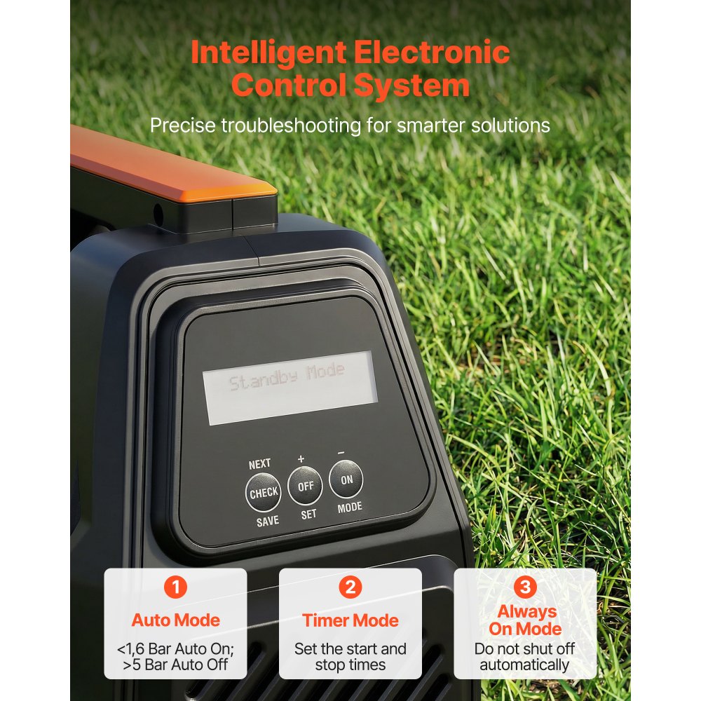 Ηλεκτρονική αντλία νερού VEVOR για ρηχά φρεάτια, 1300W, μέγιστη παροχή 4800 L/H, αντλία νερού για φρεάτιο κήπου PP με ύψος αναρρόφησης 8 m, έξυπνο ηλεκτρονικό έλεγχο, για σύστημα ποτίσματος γκαζόν και άρδευσης κήπου Ηλεκτρονική αντλία νερού VEVOR για ρηχά φρεάτια, 1300W, μέγιστη παροχή 4800 L/H, αντλία νερού για φρεάτιο κήπου PP με ύψος αναρρόφησης 8 m, έξυπνο ηλεκτρονικό έλεγχο, για σύστημα ποτίσματος γκαζόν και άρδευσης κήπου