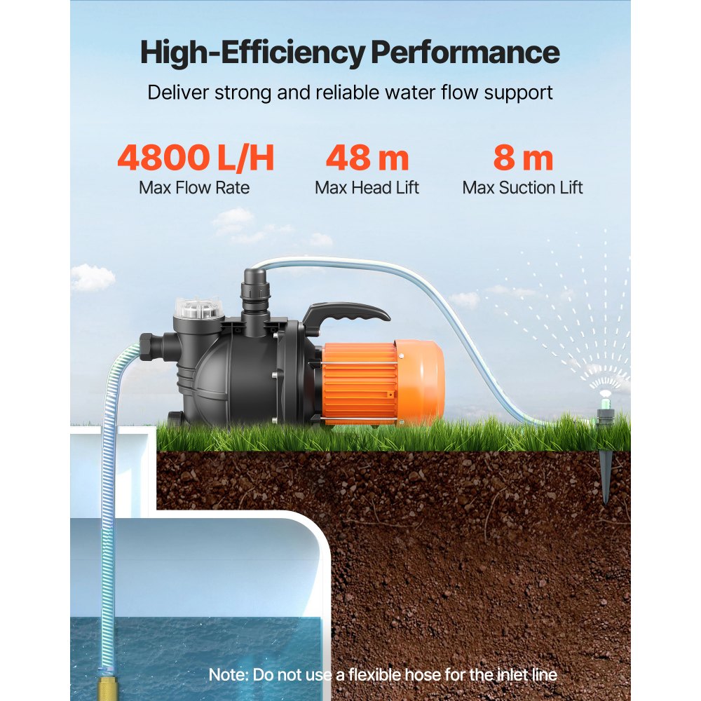Αντλία Jet VEVOR ρηχού φρεατίου, 1300W, μέγιστη παροχή 230V 4800L/H, αντλία Jet φρεατίου κήπου PP με ύψος αναρρόφησης 8 m, θερμική προστασία, ευρωπαϊκά πρότυπα τάσης, για άρδευση κήπου, πότισμα γκαζόν Αντλία Jet VEVOR ρηχού φρεατίου, 1300W, μέγιστη παροχή 230V 4800L/H, αντλία Jet φρεατίου κήπου PP με ύψος αναρρόφησης 8 m, θερμική προστασία, ευρωπαϊκά πρότυπα τάσης, για άρδευση κήπου, πότισμα γκαζόν