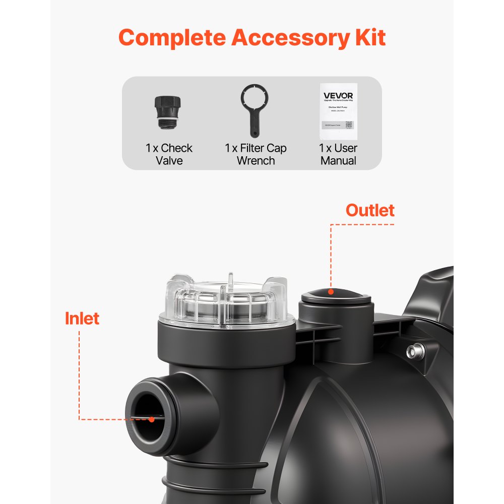 Αντλία Jet VEVOR ρηχού φρεατίου, 1300W, μέγιστη παροχή 230V 4800L/H, αντλία Jet φρεατίου κήπου PP με ύψος αναρρόφησης 8 m, θερμική προστασία, ευρωπαϊκά πρότυπα τάσης, για άρδευση κήπου, πότισμα γκαζόν Αντλία Jet VEVOR ρηχού φρεατίου, 1300W, μέγιστη παροχή 230V 4800L/H, αντλία Jet φρεατίου κήπου PP με ύψος αναρρόφησης 8 m, θερμική προστασία, ευρωπαϊκά πρότυπα τάσης, για άρδευση κήπου, πότισμα γκαζόν