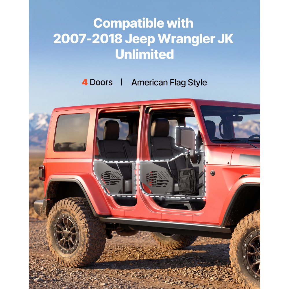 Πόρτες VEVOR Jeep Tube, 4θυρες, συμβατές με Jeep Wrangler JK Unlimited 2007-2018, Χαλύβδινες μπροστινές και πίσω σωληνωτές ημιθυρίδες Off Road με πιστοποιημένους πλευρικούς καθρέφτες DOT, τσάντα αποθήκευσης και λαστιχένια μαξιλαράκια. Πόρτες VEVOR Jeep Tube, 4θυρες, συμβατές με Jeep Wrangler JK Unlimited 2007-2018, Χαλύβδινες μπροστινές και πίσω σωληνωτές ημιθυρίδες Off Road με πιστοποιημένους πλευρικούς καθρέφτες DOT, τσάντα αποθήκευσης και λαστιχένια μαξιλαράκια.
