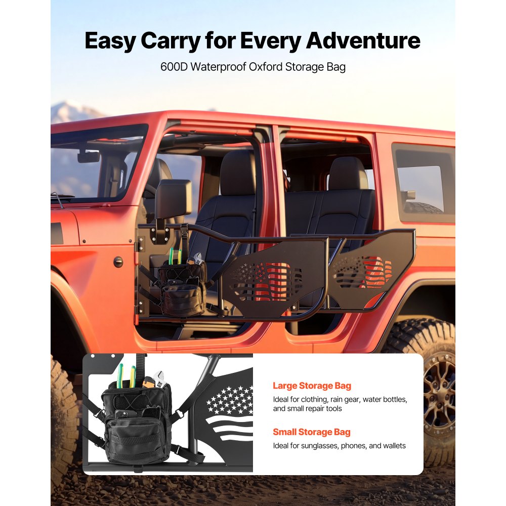 Πόρτες VEVOR Jeep Tube, 4θυρες, συμβατές με Jeep Wrangler JK Unlimited 2007-2018, Χαλύβδινες μπροστινές και πίσω σωληνωτές ημιθυρίδες Off Road με πιστοποιημένους πλευρικούς καθρέφτες DOT, τσάντα αποθήκευσης και λαστιχένια μαξιλαράκια. Πόρτες VEVOR Jeep Tube, 4θυρες, συμβατές με Jeep Wrangler JK Unlimited 2007-2018, Χαλύβδινες μπροστινές και πίσω σωληνωτές ημιθυρίδες Off Road με πιστοποιημένους πλευρικούς καθρέφτες DOT, τσάντα αποθήκευσης και λαστιχένια μαξιλαράκια.