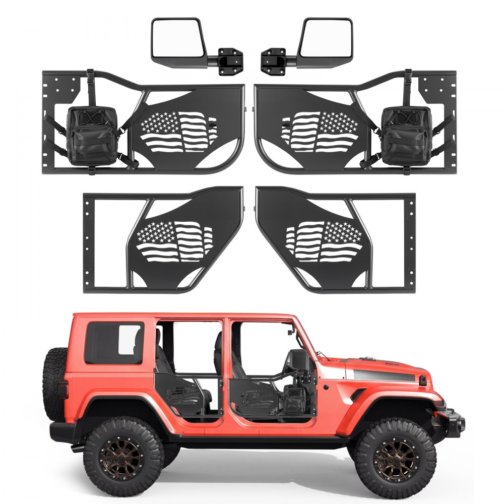 Πόρτες VEVOR Jeep Tube, 4θυρες, συμβατές με Jeep Wrangler JK Unlimited 2007-2018, Χαλύβδινες μπροστινές και πίσω σωληνωτές ημιθυρίδες Off Road με πιστοποιημένους πλευρικούς καθρέφτες DOT, τσάντα αποθήκευσης και λαστιχένια μαξιλαράκια. Πόρτες VEVOR Jeep Tube, 4θυρες, συμβατές με Jeep Wrangler JK Unlimited 2007-2018, Χαλύβδινες μπροστινές και πίσω σωληνωτές ημιθυρίδες Off Road με πιστοποιημένους πλευρικούς καθρέφτες DOT, τσάντα αποθήκευσης και λαστιχένια μαξιλαράκια.