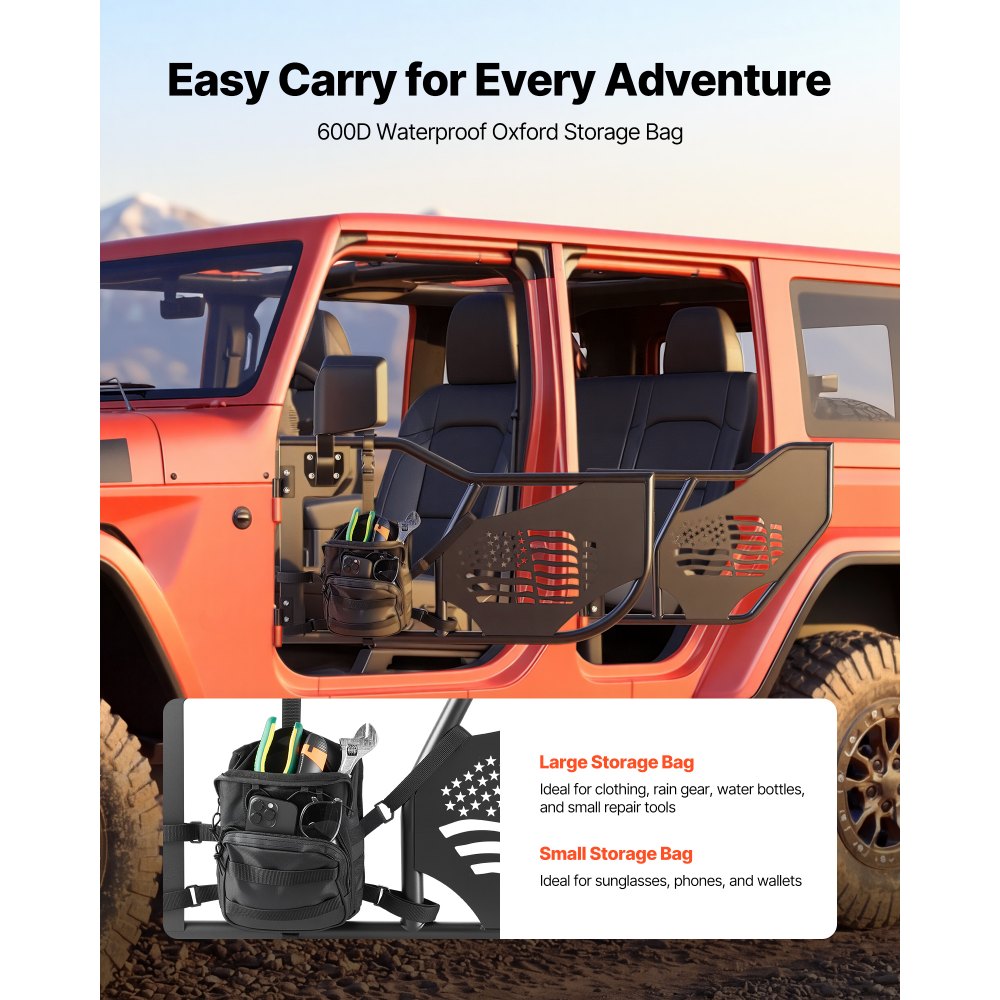 Πόρτες VEVOR Jeep Tube, 4θυρες, κατάλληλες για Jeep Wrangler JL & Gladiator JT 2018-2026, Μοτίβο σημαίας Off Road εμπρός & πίσω σωληνωτές μισές πόρτες με πιστοποιημένους πλευρικούς καθρέφτες DOT και τσάντα αποθήκευσης. Πόρτες VEVOR Jeep Tube, 4θυρες, κατάλληλες για Jeep Wrangler JL & Gladiator JT 2018-2026, Μοτίβο σημαίας Off Road εμπρός & πίσω σωληνωτές μισές πόρτες με πιστοποιημένους πλευρικούς καθρέφτες DOT και τσάντα αποθήκευσης.